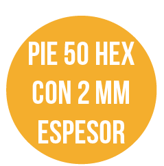pie cincuenta mm hex dos mm espesor